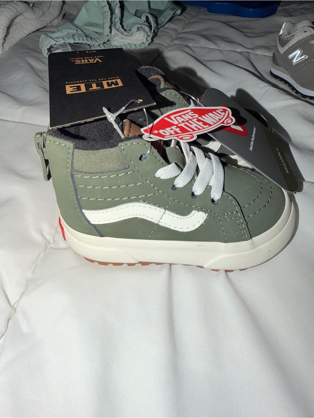 Vans Kids Olive Green High-Top Sneakers with White Stripe